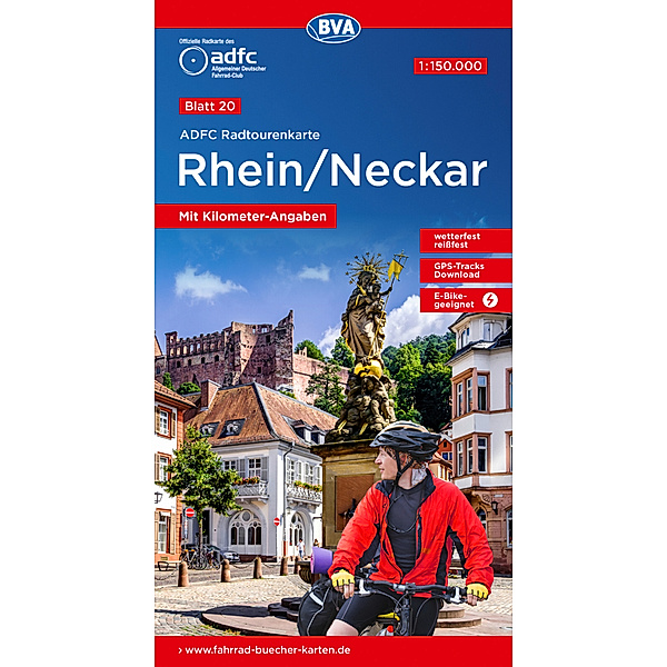 ADFC-Radtourenkarte 20 Rhein /Neckar 1:150.000, reiss- und wetterfest, GPS-Tracks Download