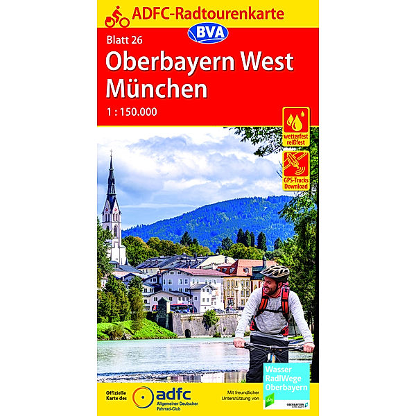 ADFC-Radtourenkarte 26 Oberbayern West / München 1:150.000, reiß- und wetterfest, GPS-Tracks Download