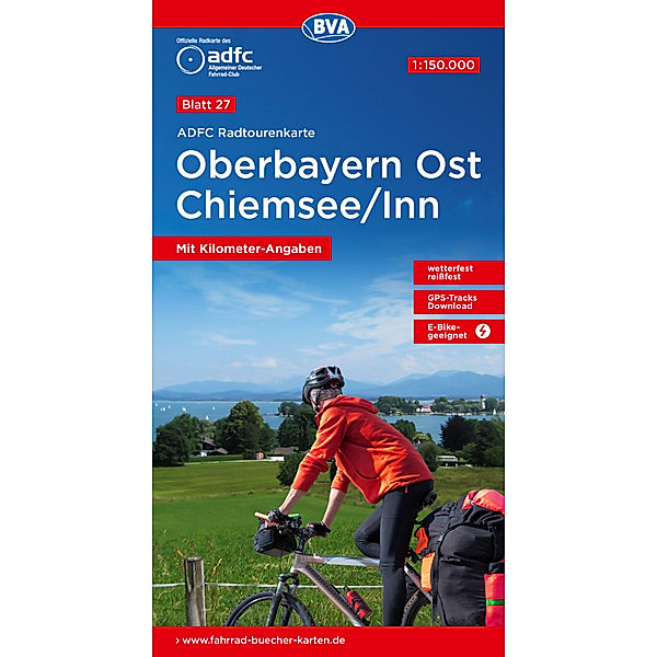 ADFC-Radtourenkarte 27 Oberbayern Ost / Chiemsee / Inn 1:150.000, reiss- und wetterfest, GPS-Tracks Download