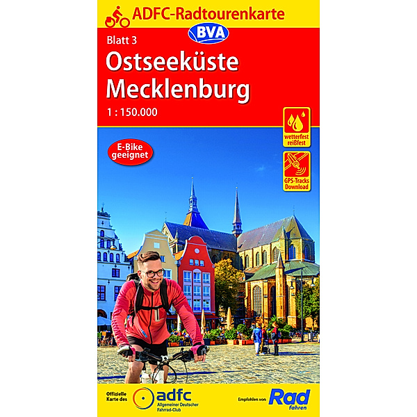 ADFC-Radtourenkarte 3 Ostseeküste Mecklenburg 1:150.000, reiss- und wetterfest, GPS-Tracks Download