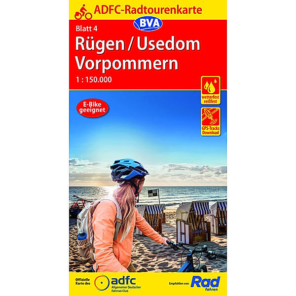 ADFC-Radtourenkarte 4 Rügen/Usedom Vorpommern 1:150.000, reiss- und wetterfest, GPS-Tracks Download