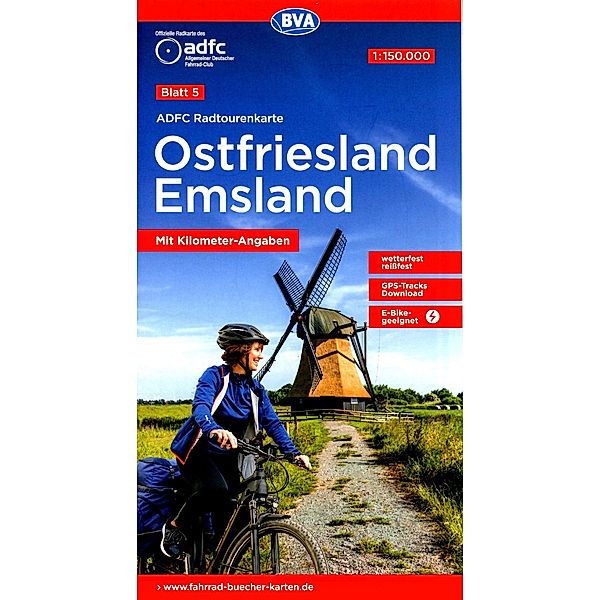 ADFC-Radtourenkarte 5 Ostfriesland Emsland 1:150.000, reiß- und wetterfest,  E-Bike geeignet, GPS-Tracks Download, mit Buch versandkostenfrei bei  Weltbild.de bestellen