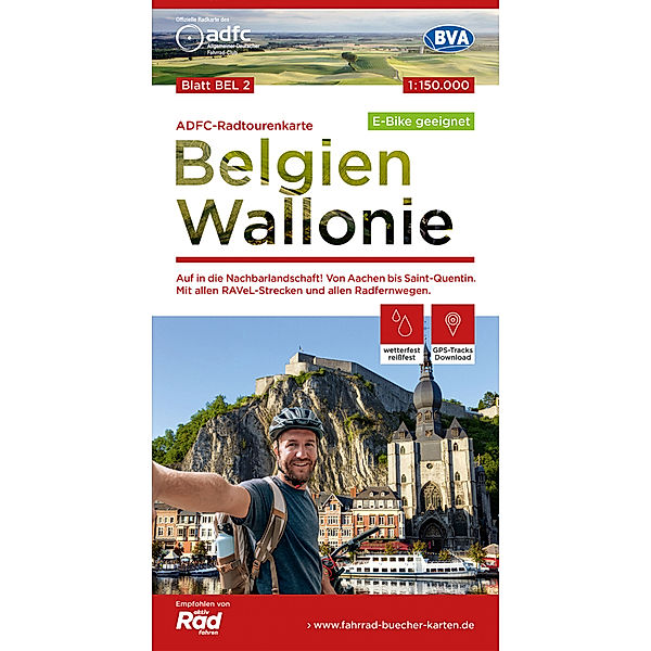 ADFC-Radtourenkarte BEL 2 Belgien Wallonie,1:150.000, reiß- und wetterfest, GPS-Tracks Download - E-Bike geeignet