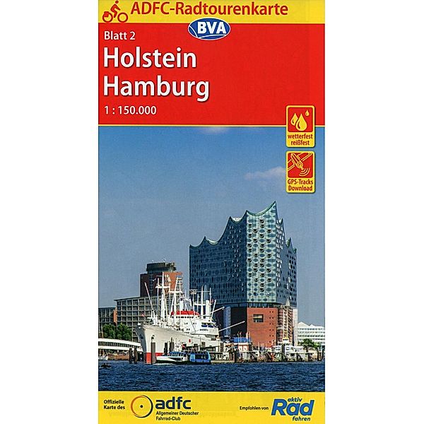 ADFC-Radtourenkarte Holstein Hamburg 1:150.000, reiß- und wetterfest, GPS-Tracks Download