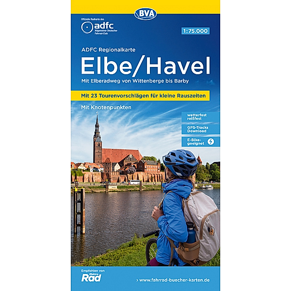 ADFC-Regionalkarte 1:75000 / ADFC-Regionalkarte Elbe/Havel, 1:75.000, mit Tagestourenvorschlägen, mit Knotenpunkten, reiß- und wetterfest, E-Bike-geeignet, GPS-Tracks Download