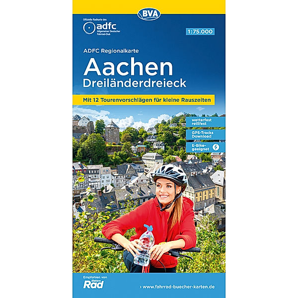 ADFC-Regionalkarte Aachen Dreiländereck, 1:75.000, reiß- und wetterfest, mit kostenlosem GPS-Download der Touren via BVA-website oder Karten-App