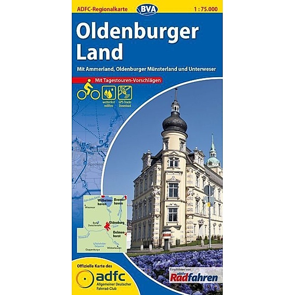 ADFC-Regionalkarte / ADFC-Regionalkarte Oldenburger Land mit Tagestouren-Vorschlägen, 1:75.000, reiß- und wetterfest, GPS-Tracks Download