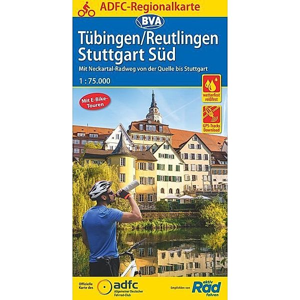 ADFC-Regionalkarte / ADFC-Regionalkarte Tübingen/Reutlingen Stuttgart Süd, 1:75.000, mit Tagestourenvorschlägen, reiß- und wetterfest, E-Bike-geeignet, GPS-Tracks Download