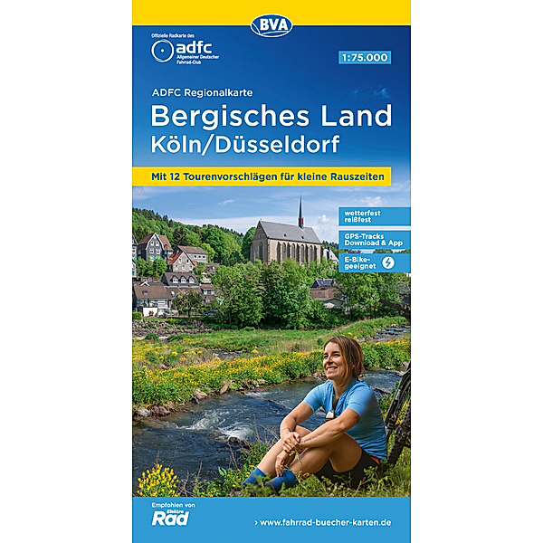 ADFC-Regionalkarte Bergisches Land Köln/Düsseldorf 1:75.000, reiss- und wetterfest, GPS-Tracks Download