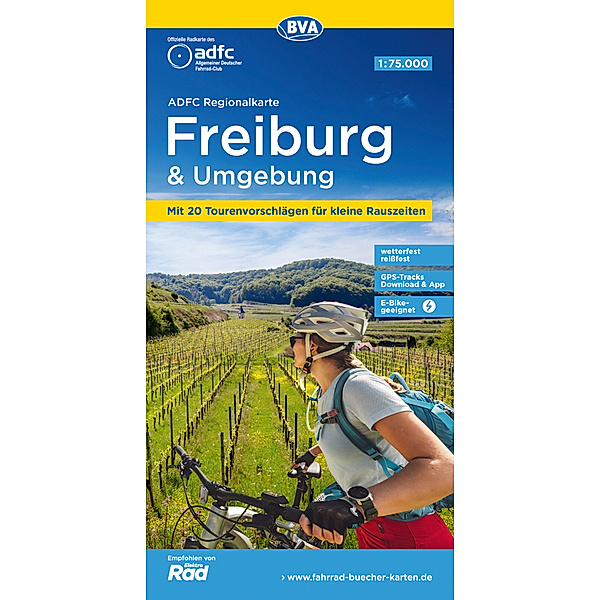 ADFC-Regionalkarte Freiburg und Umgebung 1:75.000, reiss- und wetterfest, GPS-Tracks Download