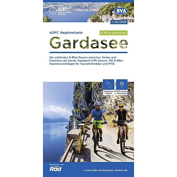 ADFC-Regionalkarte Gardasee, 1:50.000, E-Bike-geeignet, reiß- und wetterfest, GPS-Tracks-Download