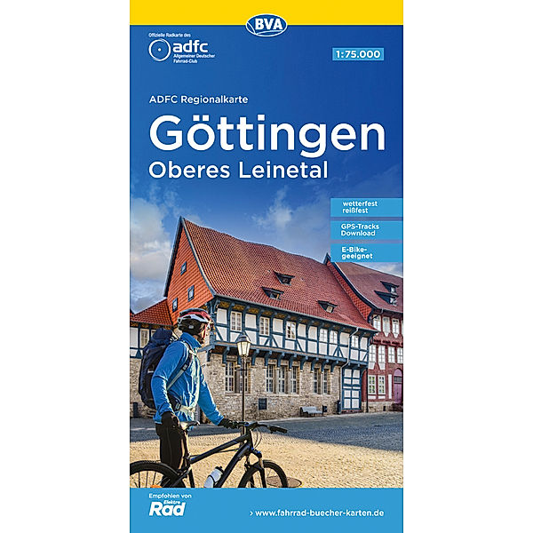 ADFC-Regionalkarte Göttingen Oberes Leinetal, 1:75.000, reiss- und wetterfest, GPS-Tracks Download