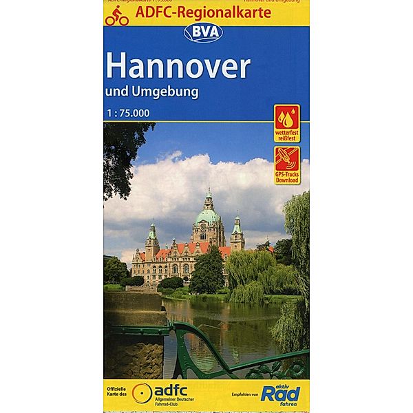 ADFC-Regionalkarte Hannover und Umgebung, 1:75.000, reiss- und wetterfest, GPS-Tracks Download