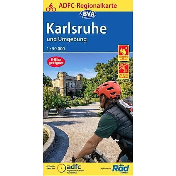 ADFC-Regionalkarte Karlsruhe und Umgebung,1:50.000, reiss- und wetterfest, GPS-Tracks Download, BVA BikeMedia GmbH