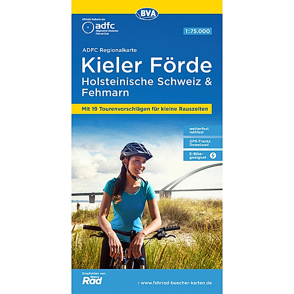 ADFC-Regionalkarte Kieler Förde Holsteinische Schweiz & Fehmarn, 1:75.000, mit Tagestourenvorschlägen, reiß- und wetterfest, E-Bike-geeignet, GPS-Tracks Download