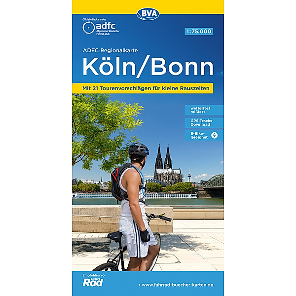 ADFC-Regionalkarte Köln/Bonn 1:75.000, reiss- und wetterfest, GPS-Tracks Download