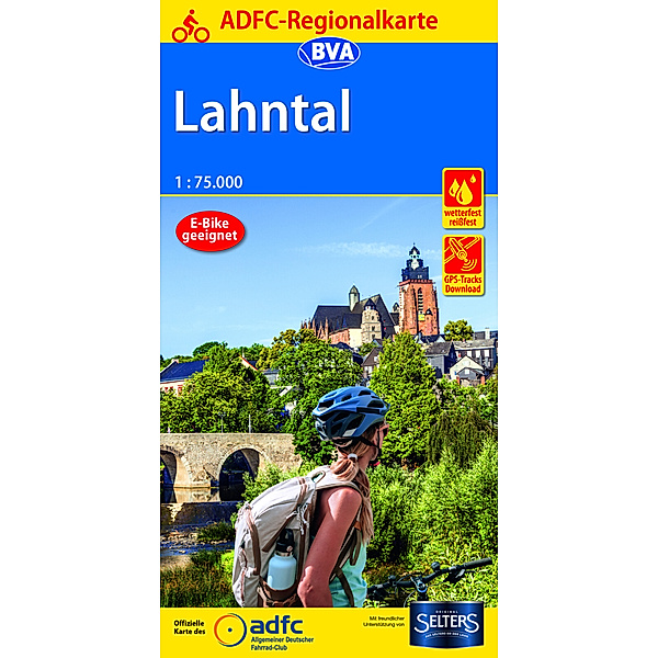 ADFC-Regionalkarte Lahntal 1:75.000, reiss- und wetterfest, GPS-Tracks Download