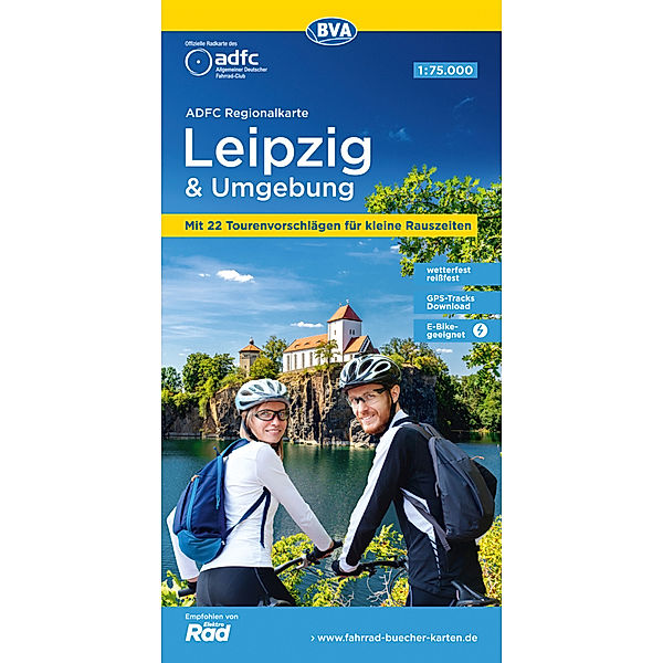 ADFC-Regionalkarte Leipzig und Umgebung, 1:75.000, mit Tagestourenvorschlägen, reiß- und wetterfest, E-Bike-geeignet, GPS-Tracks Download