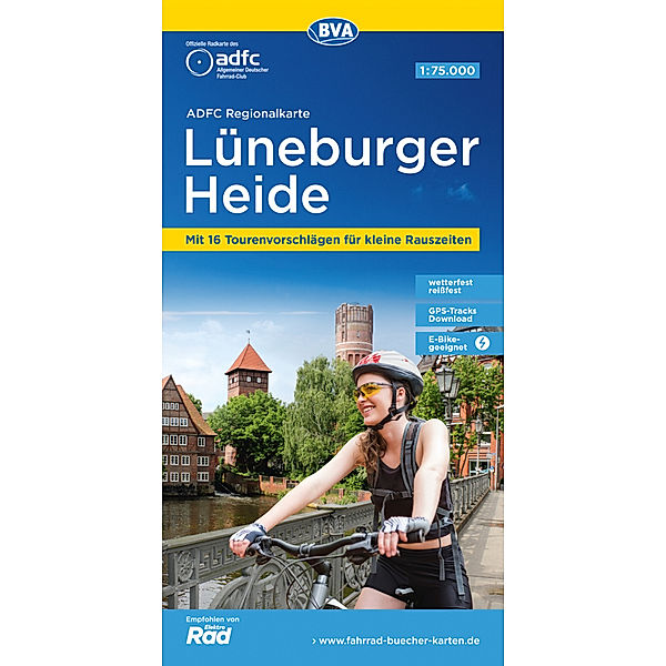 ADFC-Regionalkarte Lüneburger Heide, 1:75.000, mit Tagestourenvorschlägen, reiß- und wetterfest, E-Bike-geeignet, GPS-Tracks Download