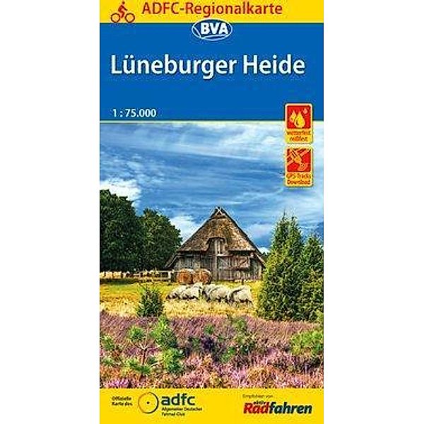 ADFC-Regionalkarte Lüneburger Heide, 1:75.000, reiß- und wetterfest, GPS-Tracks Download