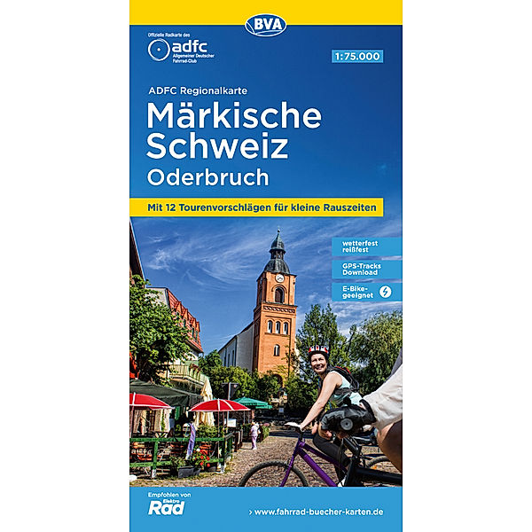 ADFC-Regionalkarte Märkische Schweiz Oderbruch, 1:75.000, mit Tagestourenvorschlägen, reiß- und wetterfest, E-Bike-geeignet, GPS-Tracks Download