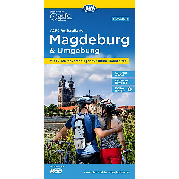 ADFC-Regionalkarte Magdeburg & Umgebung, 1:75.000, mit Tagestourenvorschlägen, reiss- und wetterfest, E-Bike-geeignet, GPS-Tracks-Download