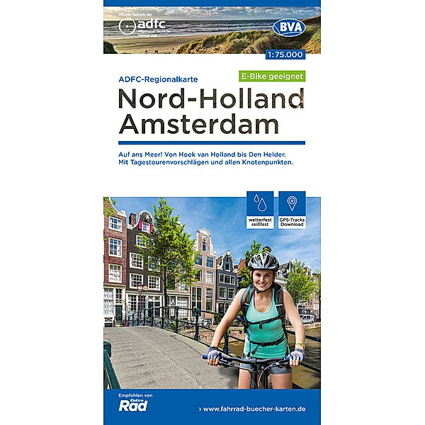 ADFC-Regionalkarte Nord-Holland Amsterdam, 1:75.000, mit Tagestourenvorschläge, reiss- und wetterfest, E-Bike-geeignet, mit Knotenpunkten, GPS-Tracks Download, Allgemeiner Deutscher Fahrrad-Club e.V. (ADFC)