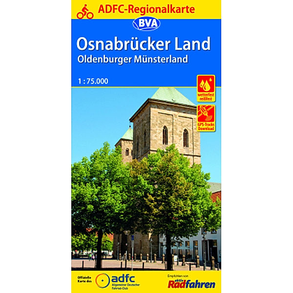 ADFC Regionalkarte Osnabrücker Land /Oldenburger Münsterland mit Tagestouren-Vorschlägen, 1:75.000, reiß- und wetterfest