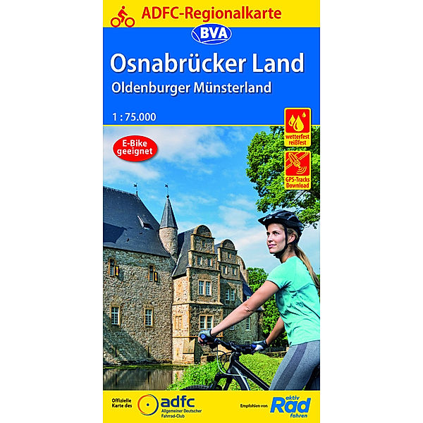 ADFC-Regionalkarte Osnabrücker Land /Oldenburger Münsterland mit Tagestouren-Vorschlägen, 1:75.000, reiss- und wetterfest, GPS-Tracks Download