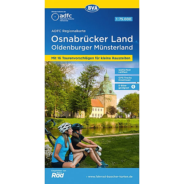 ADFC-Regionalkarte Osnabrücker Land /Oldenburger Münsterland, 1:75.000, mit Tagestourenvorschlägen, reiss- und wetterfest, E-Bike-geeignet, mit Knotenpunkten, GPS-Tracks Download