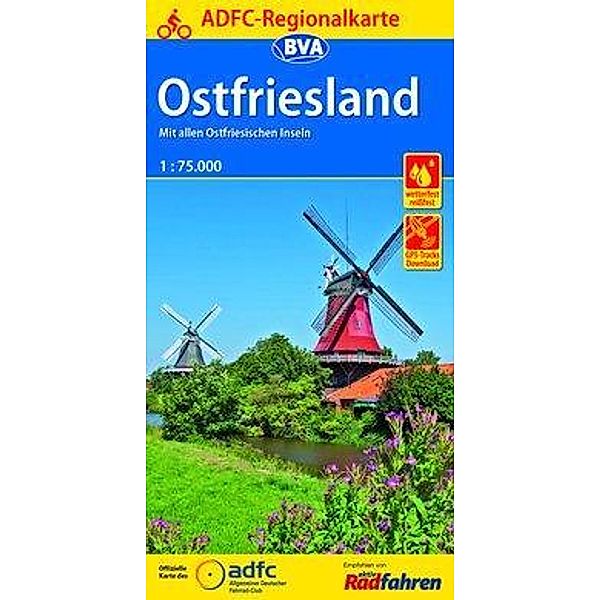 ADFC-Regionalkarte Ostfriesland, 1:75.000, reiß- und wetterfest, GPS-Tracks Download