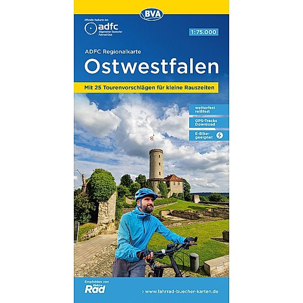 ADFC-Regionalkarte Ostwestfalen, 1:75.000, mit Tagestourenvorschlägen, reiss- und wetterfest, E-Bike-geeignet, GPS-Tracks Download