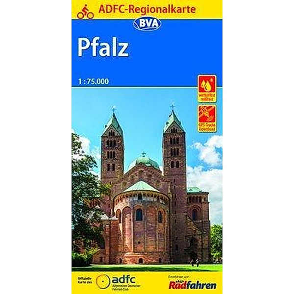 ADFC-Regionalkarte Pfalz mit Tagestouren-Vorschlägen, 1:75.000, reiß- und wetterfest, GPS-Tracks Download