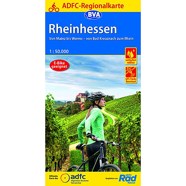 ADFC-Regionalkarte Rheinhessen, 1:50.000, reiß- und wetterfest, GPS-Tracks Download