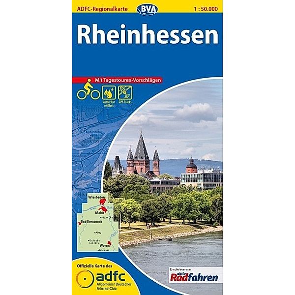 ADFC-Regionalkarte Rheinhessen mit Tagestouren-Vorschlägen, 1:50.000, reiss- und wetterfest, GPS-Tracks Download