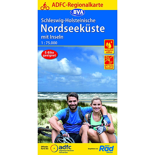 ADFC-Regionalkarte Schleswig-Holsteinische Nordseeküste mit Inseln 1:75.000, reiss- und wetterfest, GPS-Tracks Download