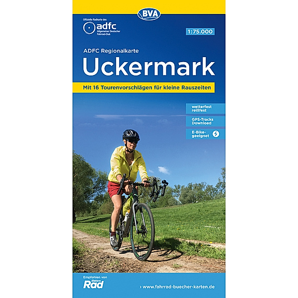 ADFC-Regionalkarte Uckermark, 1:75.000, mit Tagestourenvorschlägen, reiss- und wetterfest, E-Bike-geeignet, GPS-Tracks-Download