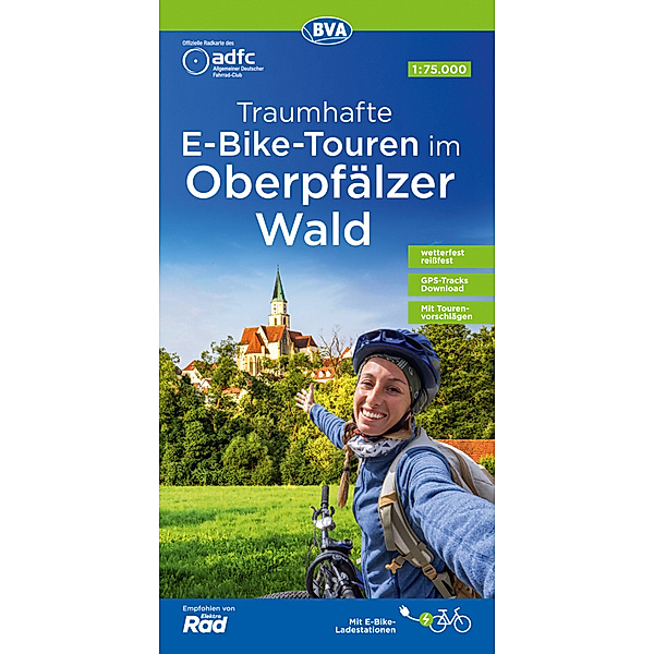 ADFC Traumhafte E-Bike-Touren im Oberpfälzer Wald, 1:75.000, mit Tagestourenvorschlägen, reiss- und wetterfest, GPS-Tracks-Download