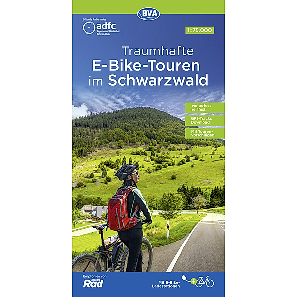 ADFC Traumhafte E-Bike-Touren im Schwarzwald 1:75.000, reiss- und wetterfest, GPS-Tracks Download, mit Tourenvorschlägen