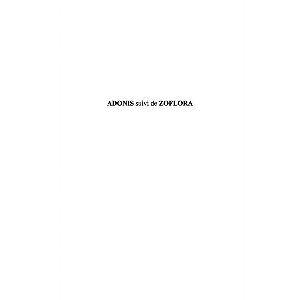 Adonis suivi de zoflora et documents ine / Hors-collection, Picquenard Jean-Baptiste