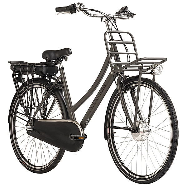 Adore E-Citybike Damen Hollandia Carry on 28'' E-Bike 3 Gänge (Farbe: grau, Größe: 54 cm)