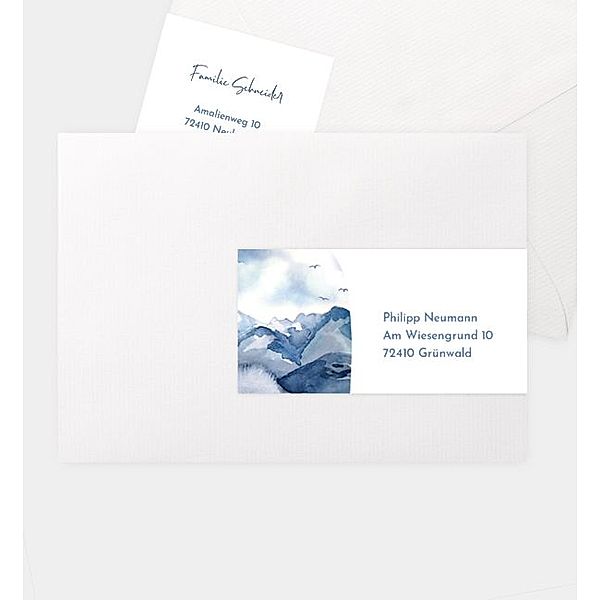 Adressaufkleber Blaue Berge, Kombi-Adressaufkleber (160 x 50mm)