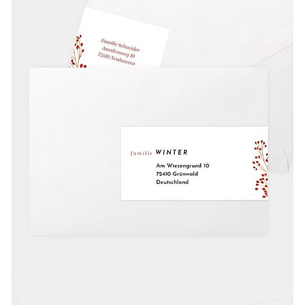 Adressaufkleber Schneebeeren, Kombi-Adressaufkleber (160 x 50mm)