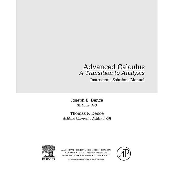Advanced Calculus, Joseph B. Dence, Thomas P. Dence