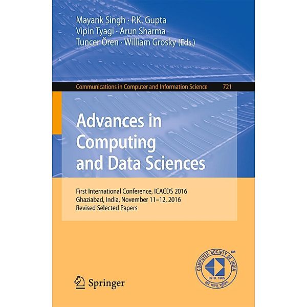 Advances in Computing and Data Sciences / Communications in Computer and Information Science Bd.721