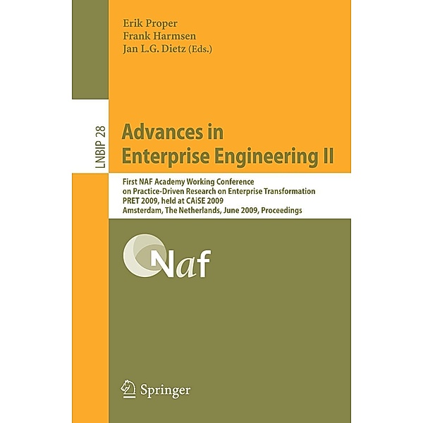 Advances in Enterprise Engineering II / Lecture Notes in Business Information Processing Bd.28, Frank, John Mylopoulos, Clemens Szyperski, Erik Proper, Will Aalst