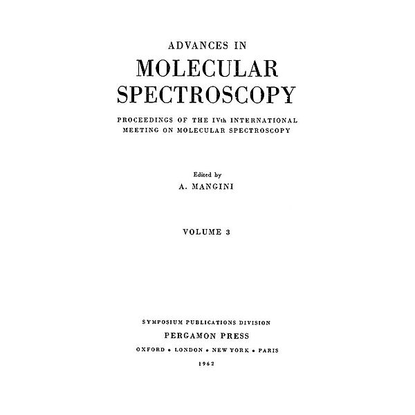 Advances in Molecular Spectroscopy