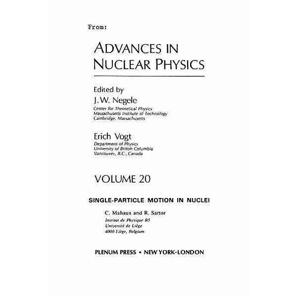 Advances in Nuclear Physics / Advances in Nuclear Physics Bd.20