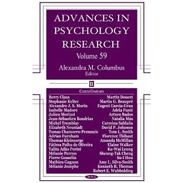 Advances in Psychology Research: Advances in Psychology Research. Volume 59