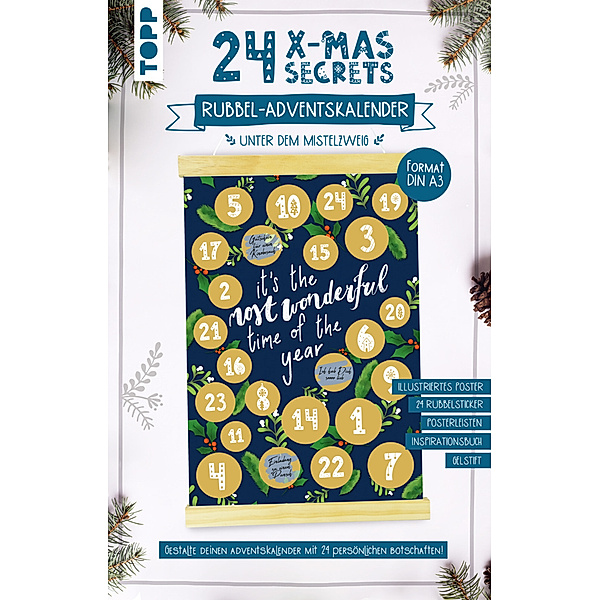 Adventskalender - 24 X-MAS SECRETS - Rubbel-Adventskalender - Unter dem Mistelzweig, frechverlag